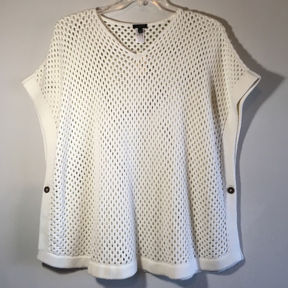 Talbots Tops - NWT Loose Knit Cutout Top Coverup Cream Oversized